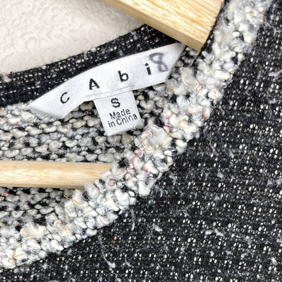 Cabi Tweed Knit Top Womens Small S CAbi #542 Black Gray Coco Shell Back Zipper - Picture 7 of 11